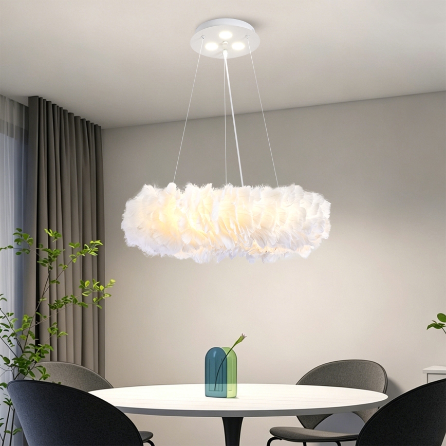 BRILAGI - LED Lustr na lanku FEATHER 3xE27/40W/230V + 3xLED/3W pr. 50 cm bílá