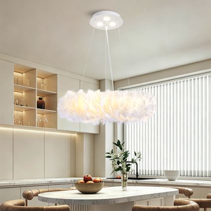 BRILAGI - LED Lustr na lanku FEATHER 3xE27/40W/230V + 3xLED/3W pr. 50 cm bílá