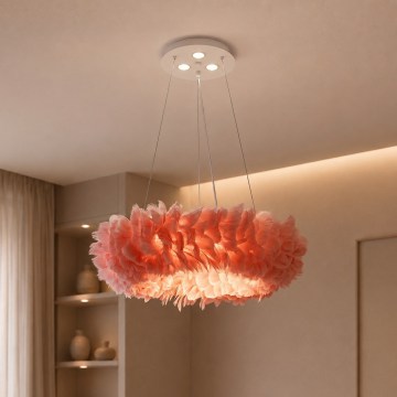 Brilagi - LED Lustr na lanku FEATHER 3xE27/40W/230V + 3xLED/3W pr. 50 cm růžová