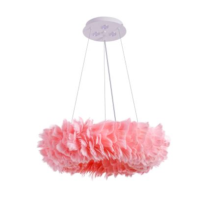 Brilagi - LED Lustr na lanku FEATHER 3xE27/40W/230V + 3xLED/3W pr. 50 cm růžová