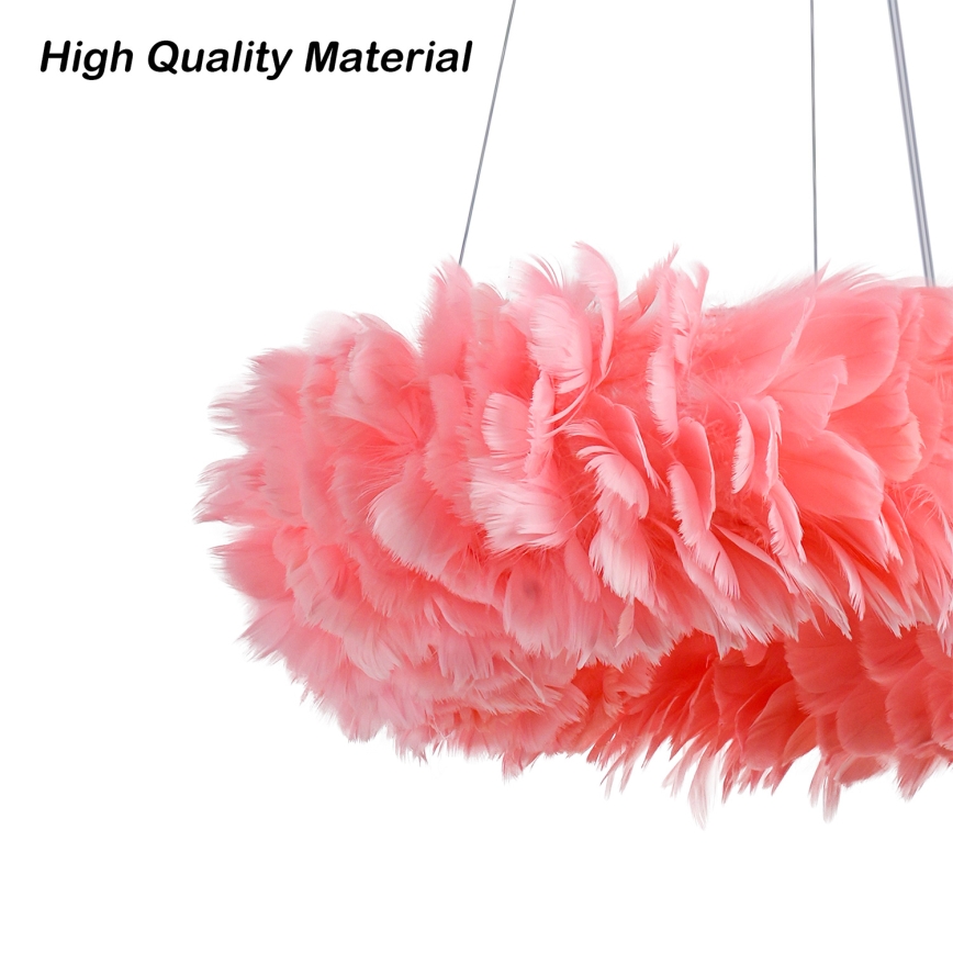 BRILAGI - LED Lustr na lanku FEATHER 3xE27/40W/230V + 3xLED/3W pr. 50 cm růžová