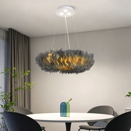 BRILAGI - LED Lustr na lanku FEATHER 3xE27/40W/230V + 3xLED/3W pr. 50 cm šedá