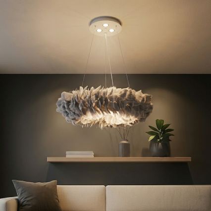 Brilagi - LED Lustr na lanku FEATHER 3xE27/40W/230V + 3xLED/3W pr. 50 cm šedá