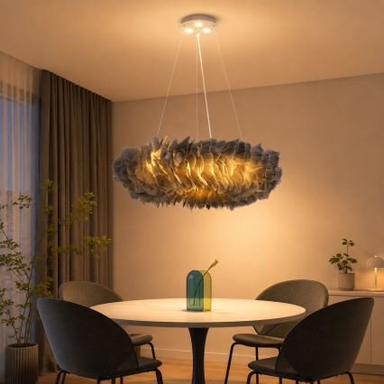 Brilagi - LED Lustr na lanku FEATHER 3xE27/40W/230V + 3xLED/3W pr. 50 cm šedá