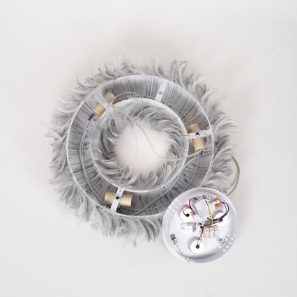 BRILAGI - LED Lustr na lanku FEATHER 3xE27/40W/230V + 3xLED/3W pr. 50 cm šedá