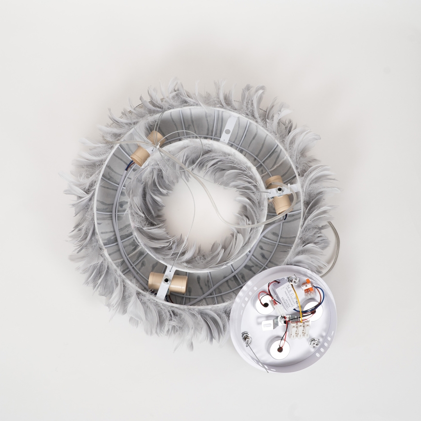 BRILAGI - LED Lustr na lanku FEATHER 3xE27/40W/230V + 3xLED/3W pr. 50 cm šedá