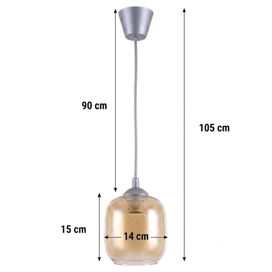 Brilagi - LED Lustr na lanku RETRO GLASS 1xE27/60W/230V pr. 14 cm stříbrná/kouřová hnědá