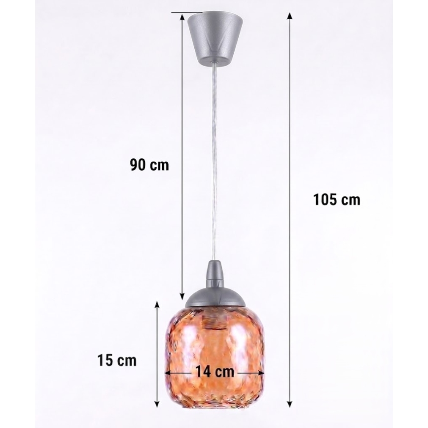 Brilagi - LED Lustr na lanku RETRO GLASS 1xE27/60W/230V pr. 14 cm stříbrná/kouřová hnědá