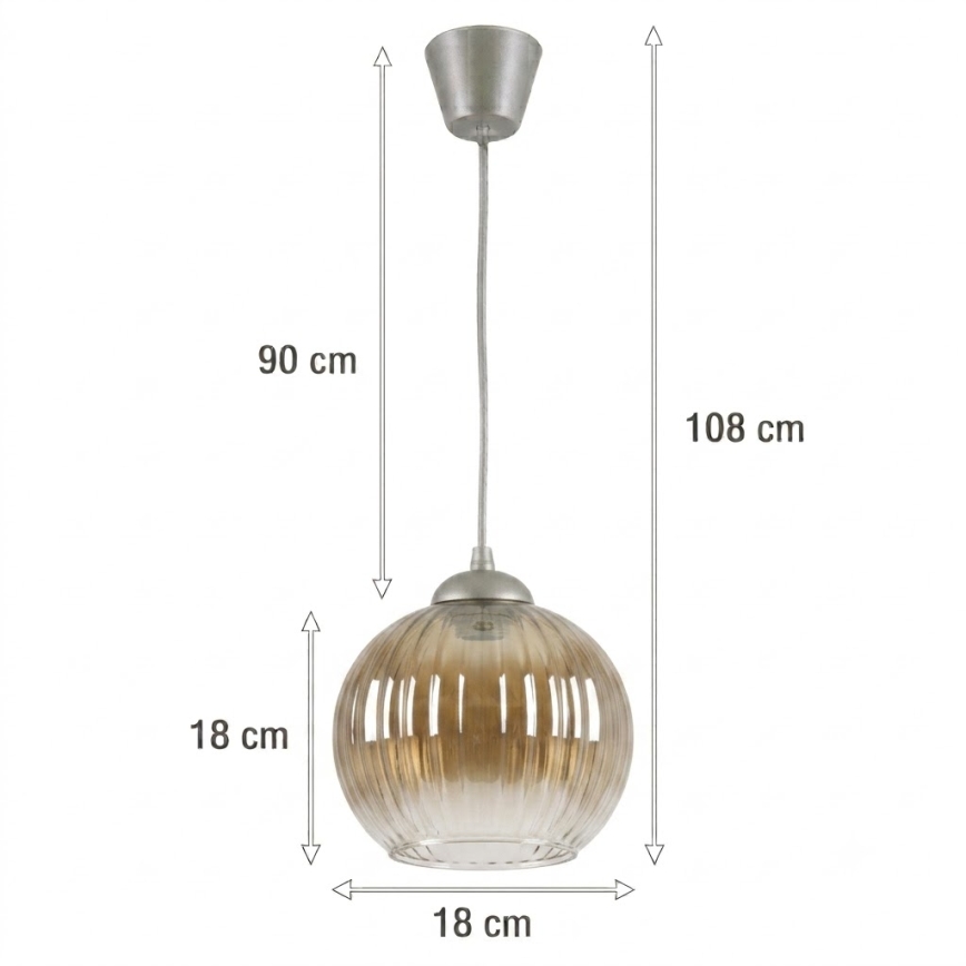 Brilagi - LED Lustr na lanku RETRO GLASS 1xE27/60W/230V pr. 18 cm stříbrná/kouřová hnědá
