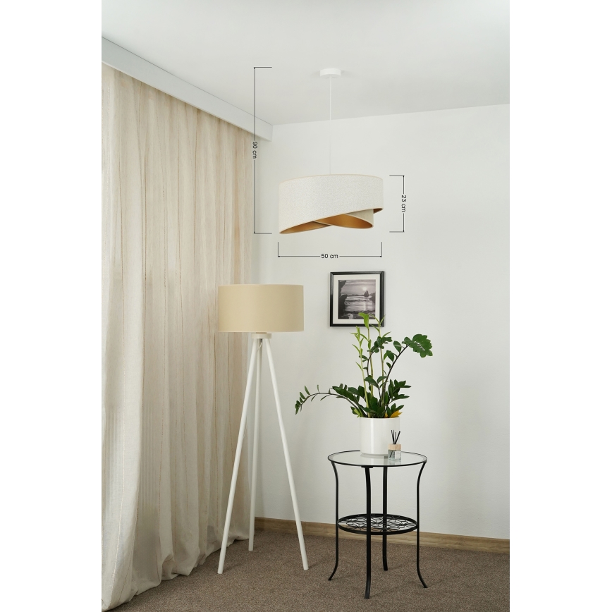 Brilagi - LED Lustr na lanku LYRA 1xE27/15W/230V bílá/béžová/zlatá