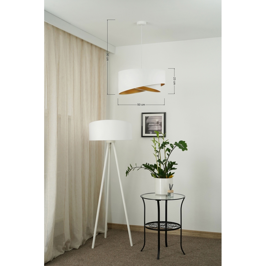 Brilagi - LED Lustr na lanku LYRA 1xE27/15W/230V bílá/zlatá