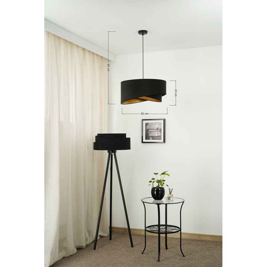 Brilagi - LED Lustr na lanku LYRA 1xE27/15W/230V černá/zlatá