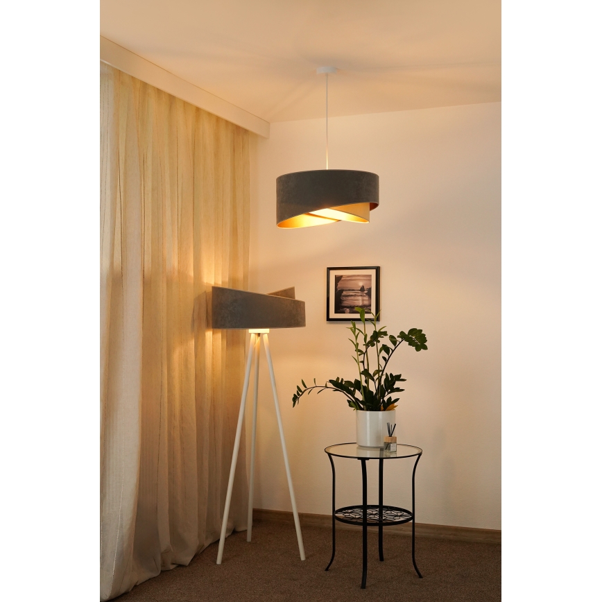 Brilagi - LED Lustr na lanku LYRA 1xE27/15W/230V šedá/béžová/zlatá