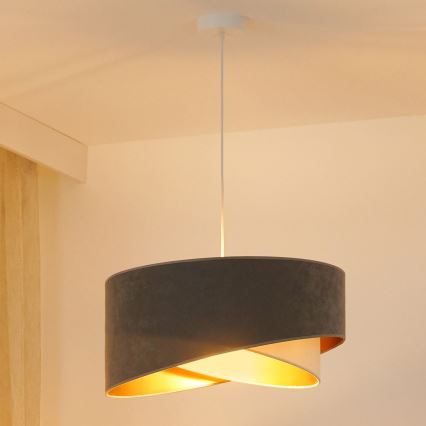 Brilagi - LED Lustr na lanku LYRA 1xE27/15W/230V šedá/krémová/zlatá