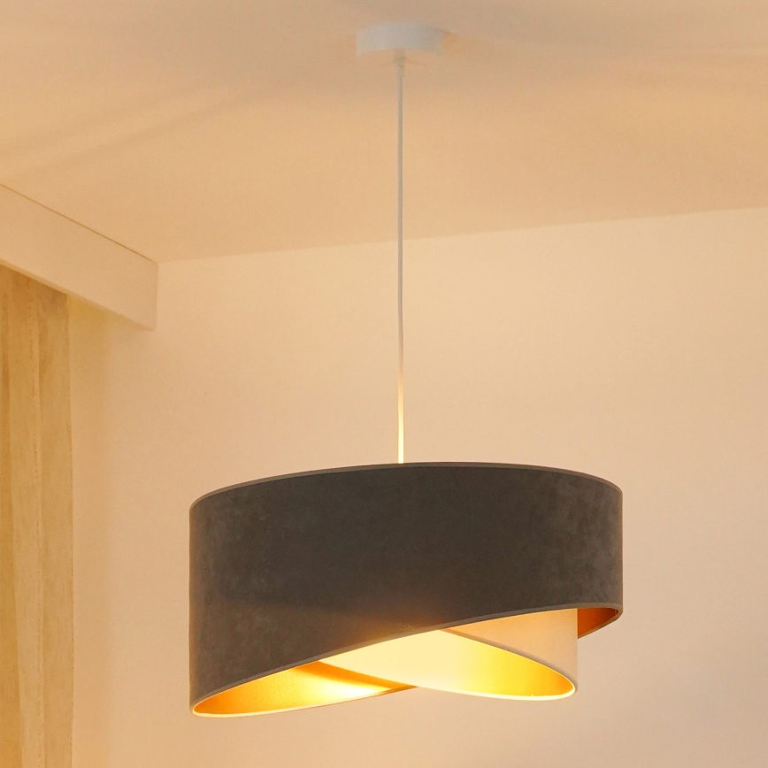 Brilagi - LED Lustr na lanku LYRA 1xE27/15W/230V šedá/krémová/zlatá