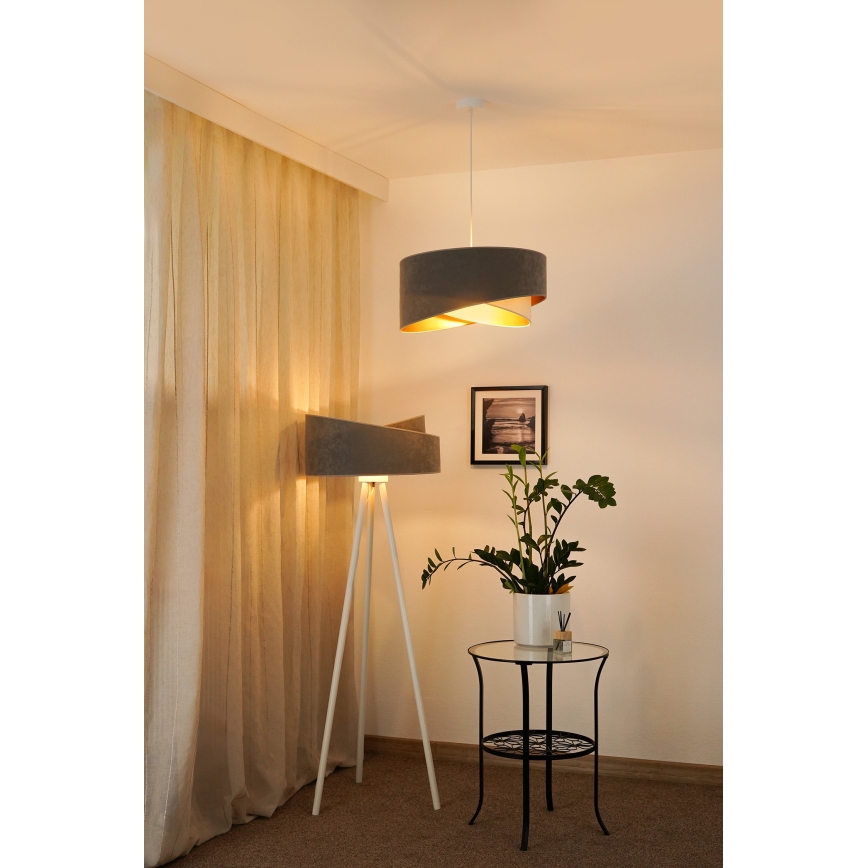 Brilagi - LED Lustr na lanku LYRA 1xE27/15W/230V šedá/krémová/zlatá