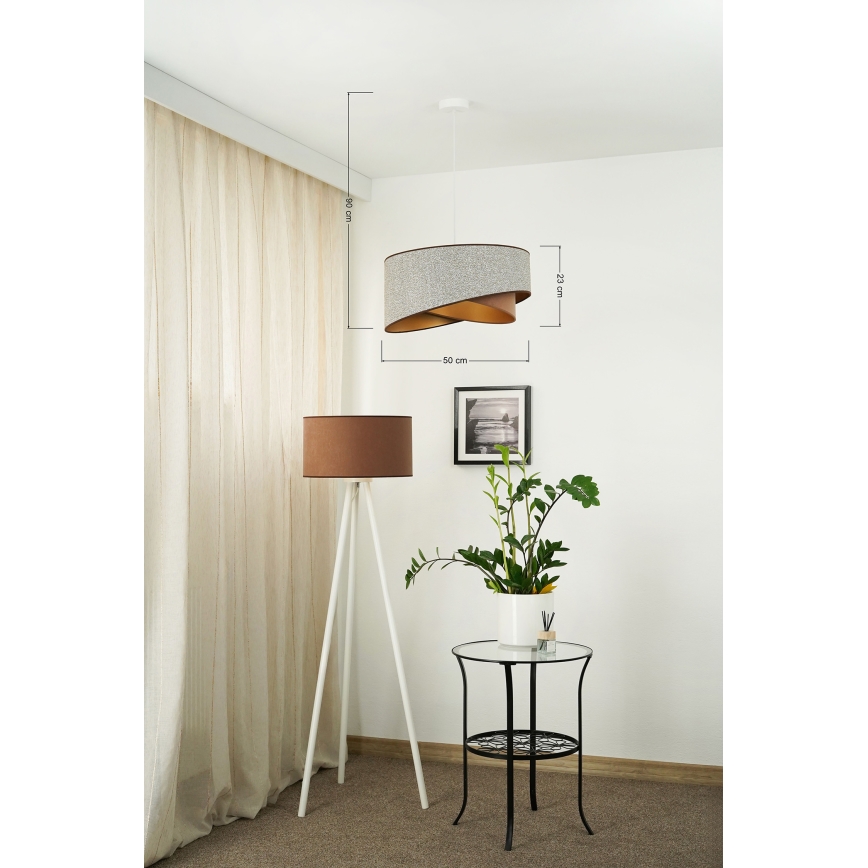 Brilagi - LED Lustr na lanku LYRA 1xE27/15W/230V šedá/krémová/zlatá