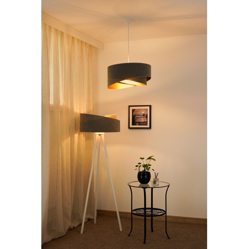 Brilagi - LED Lustr na lanku LYRA 1xE27/15W/230V šedá/zlatá