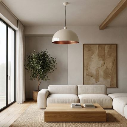 Brilagi - LED Lustr na lanku METALO 1xE27/40W/230V pr. 40 cm béžová/měděná