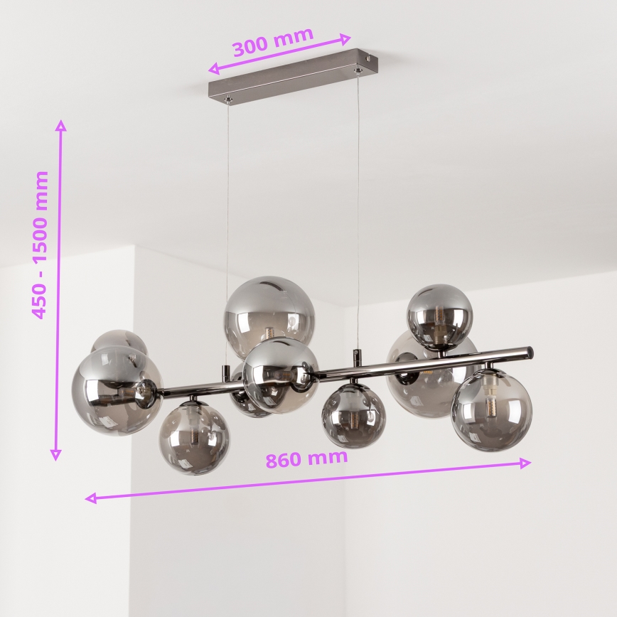 Brilagi - LED Lustr na lanku MILLA 10xG9/3W/230V lesklý chrom/kouřová