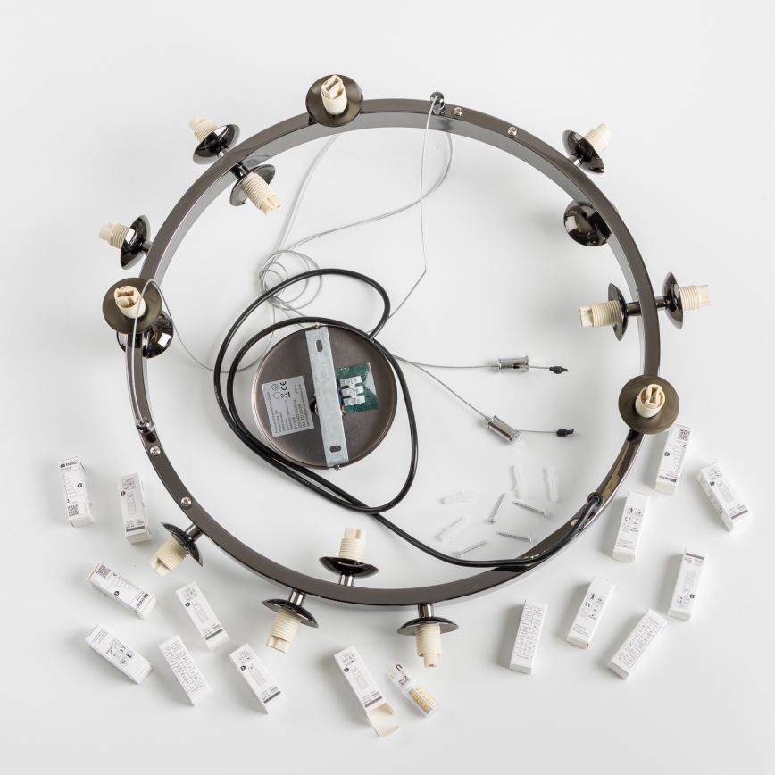 Brilagi - LED Lustr na lanku MILLA 15xG9/3W/230V černý chrom/bílá