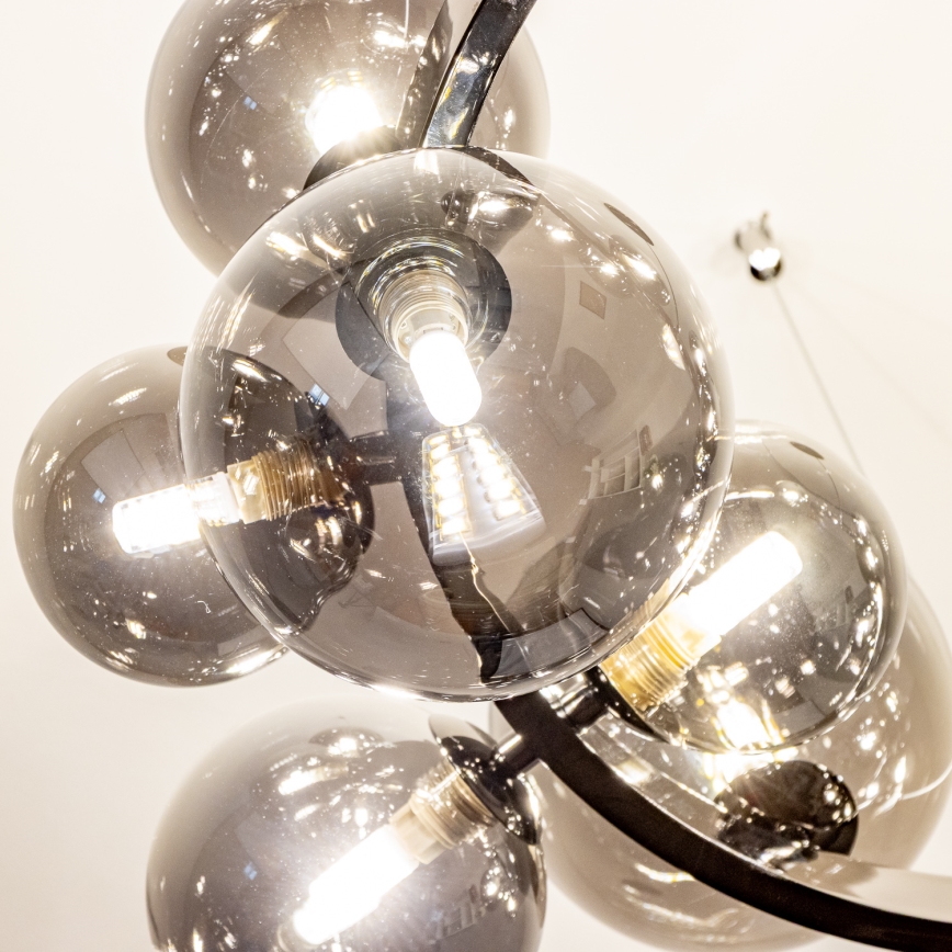 Brilagi - LED Lustr na lanku MILLA 15xG9/3W/230V černý chrom/kouřová