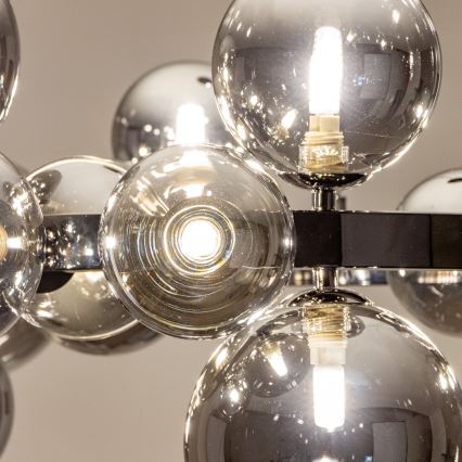 Brilagi - LED Lustr na lanku MILLA 15xG9/3W/230V černý chrom/kouřová