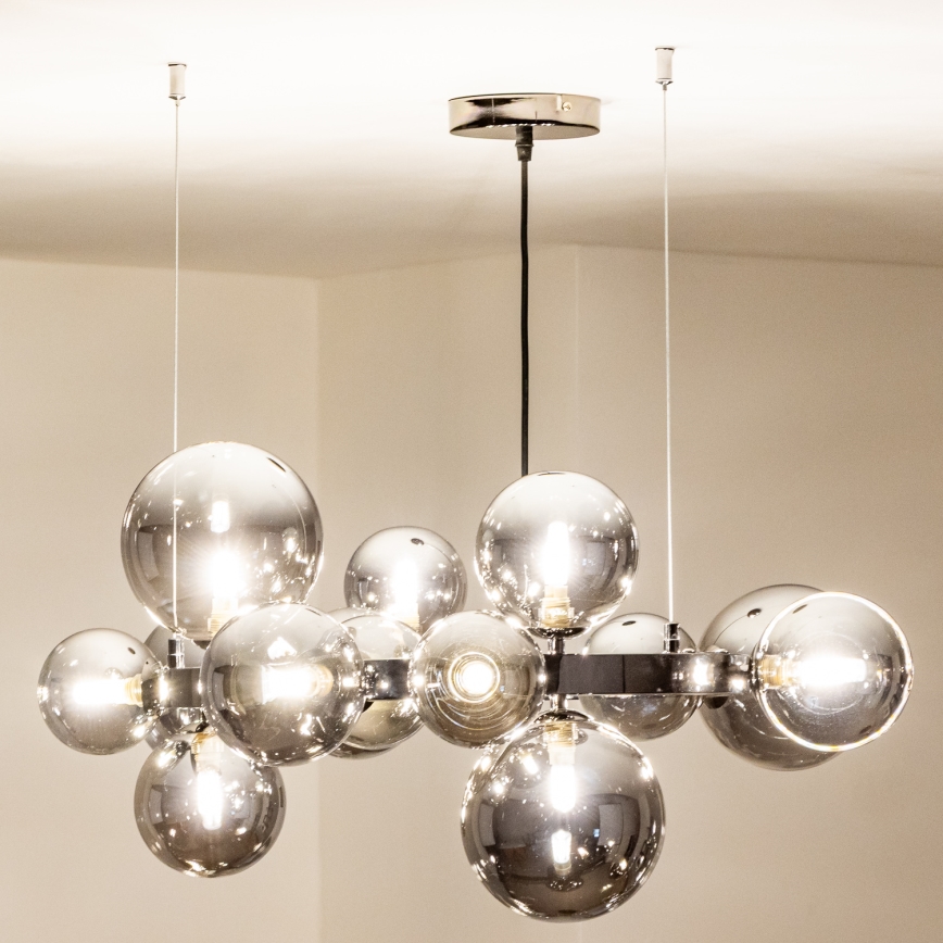 Brilagi - LED Lustr na lanku MILLA 15xG9/3W/230V lesklý chrom/kouřová