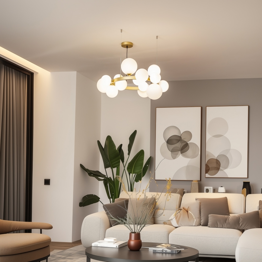 Brilagi - LED Lustr na lanku MILLA 15xG9/3W/230V zlatá/bílá