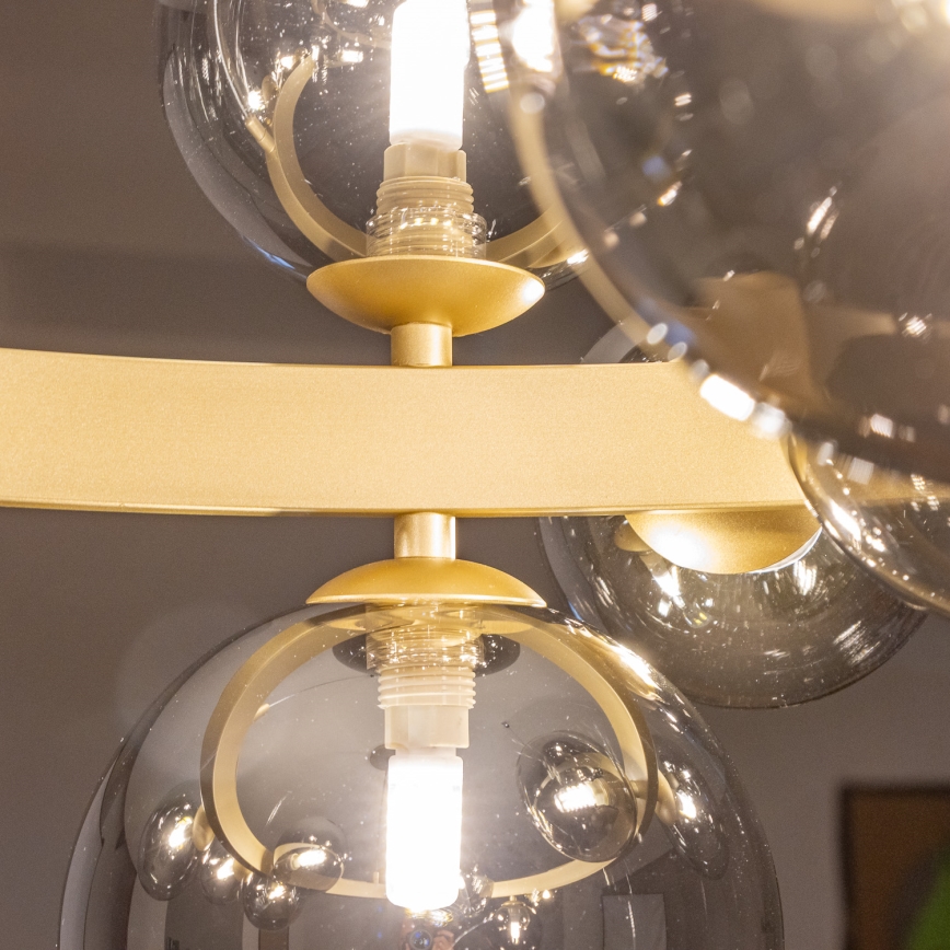 Brilagi - LED Lustr na lanku MILLA 15xG9/3W/230V zlatá/kouřová