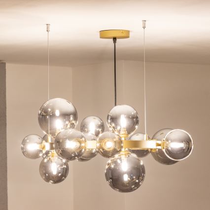 Brilagi - LED Lustr na lanku MILLA 15xG9/3W/230V zlatá/kouřová