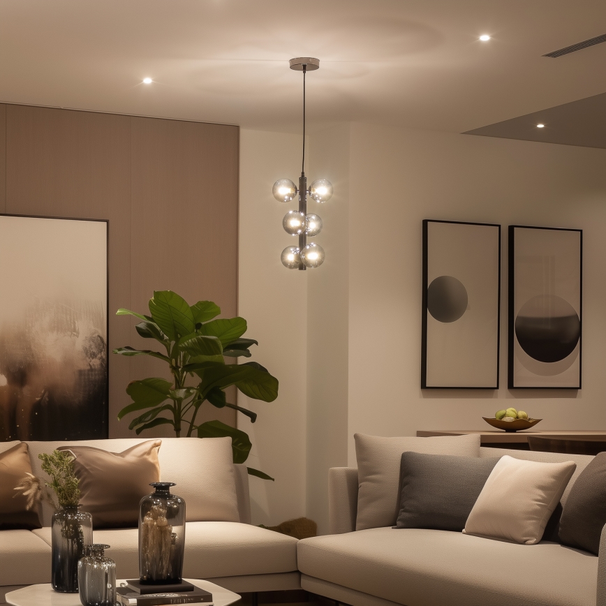 Brilagi - LED Lustr na lanku MILLA 6xG9/3W/230V černý chrom/kouřová