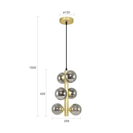 Brilagi - LED Lustr na lanku MILLA 6xG9/3W/230V zlatá/kouřová