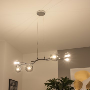 Brilagi - LED Lustr na lanku MISTEL 6xG9/3W/230V černý chrom/kouřová