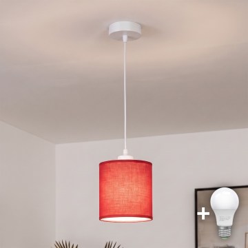 BRILAGI - LED Lustr na lanku NUBILA 1xE27/60W/230V pr. 14 cm bílá/červená