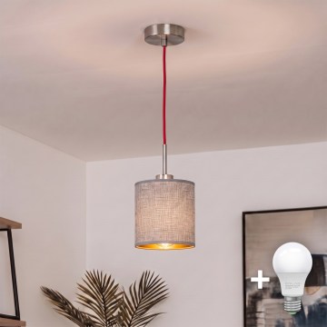 Brilagi - LED Lustr na lanku NUBILA 1xE27/60W/230V pr. 14 cm červená/šedá