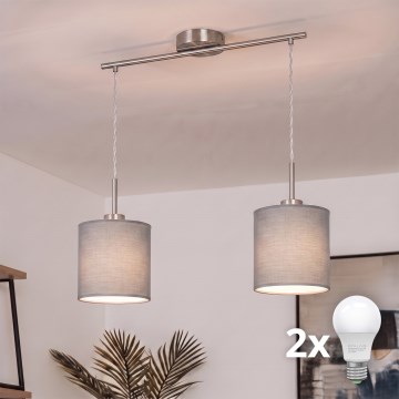 Brilagi - LED Lustr na lanku NUBILA 2xE27/60W/230V světle šedá