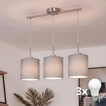 Brilagi - LED Lustr na lanku NUBILA 3xE27/60W/230V světle šedá