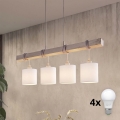 Brilagi - LED Lustr na lanku NUBILA 4xE27/60W/230V šedá/bílá
