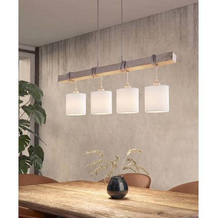 Brilagi - LED Lustr na lanku NUBILA 4xE27/60W/230V šedá/bílá
