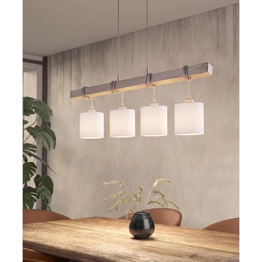 Brilagi - LED Lustr na lanku NUBILA 4xE27/60W/230V šedá/bílá