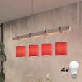 Brilagi - LED Lustr na lanku NUBILA 4xE27/60W/230V šedá/červená