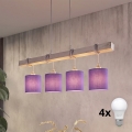 Brilagi - LED Lustr na lanku NUBILA 4xE27/60W/230V šedá/fialová