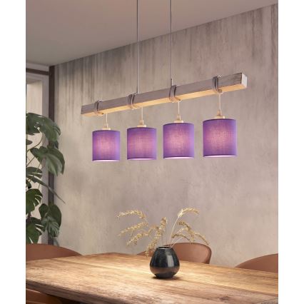 Brilagi - LED Lustr na lanku NUBILA 4xE27/60W/230V šedá/fialová