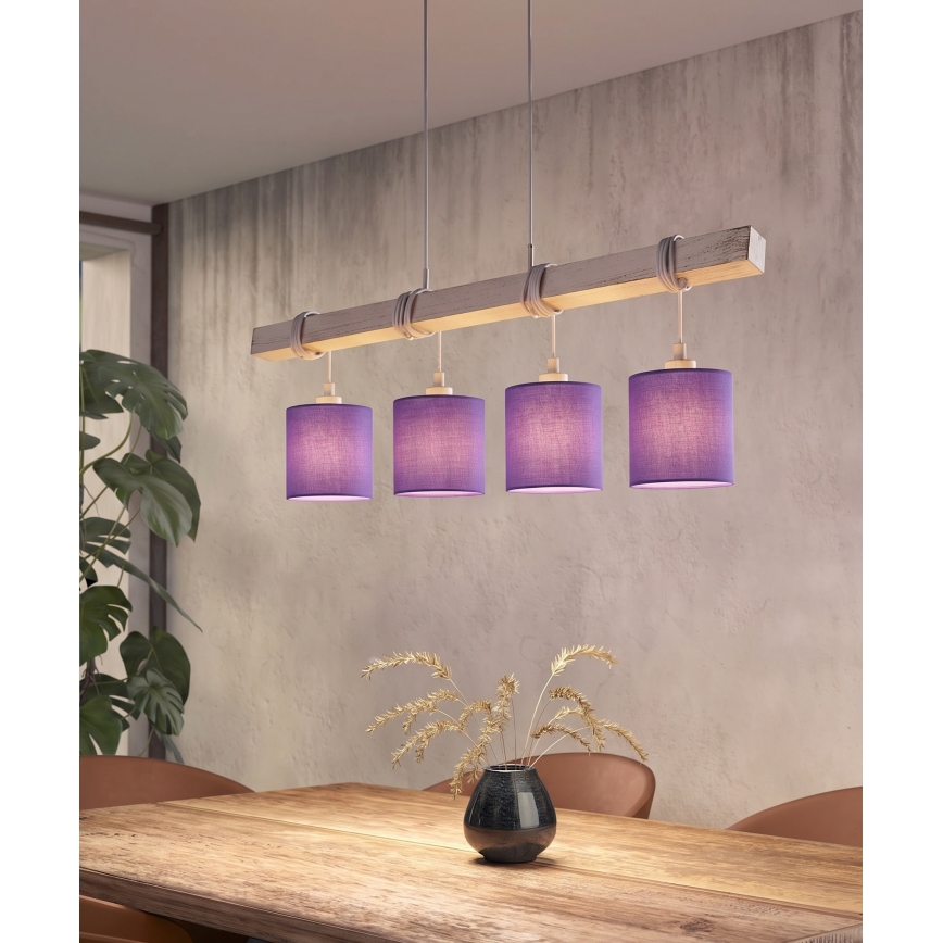 Brilagi - LED Lustr na lanku NUBILA 4xE27/60W/230V šedá/fialová