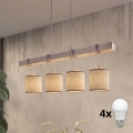 Brilagi - LED Lustr na lanku NUBILA 4xE27/60W/230V šedá/hnědá