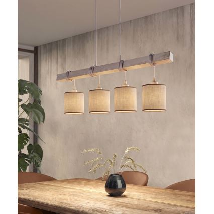 Brilagi - LED Lustr na lanku NUBILA 4xE27/60W/230V šedá/hnědá