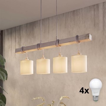 Brilagi - LED Lustr na lanku NUBILA 4xE27/60W/230V šedá/krémová