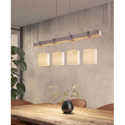 Brilagi - LED Lustr na lanku NUBILA 4xE27/60W/230V šedá/krémová