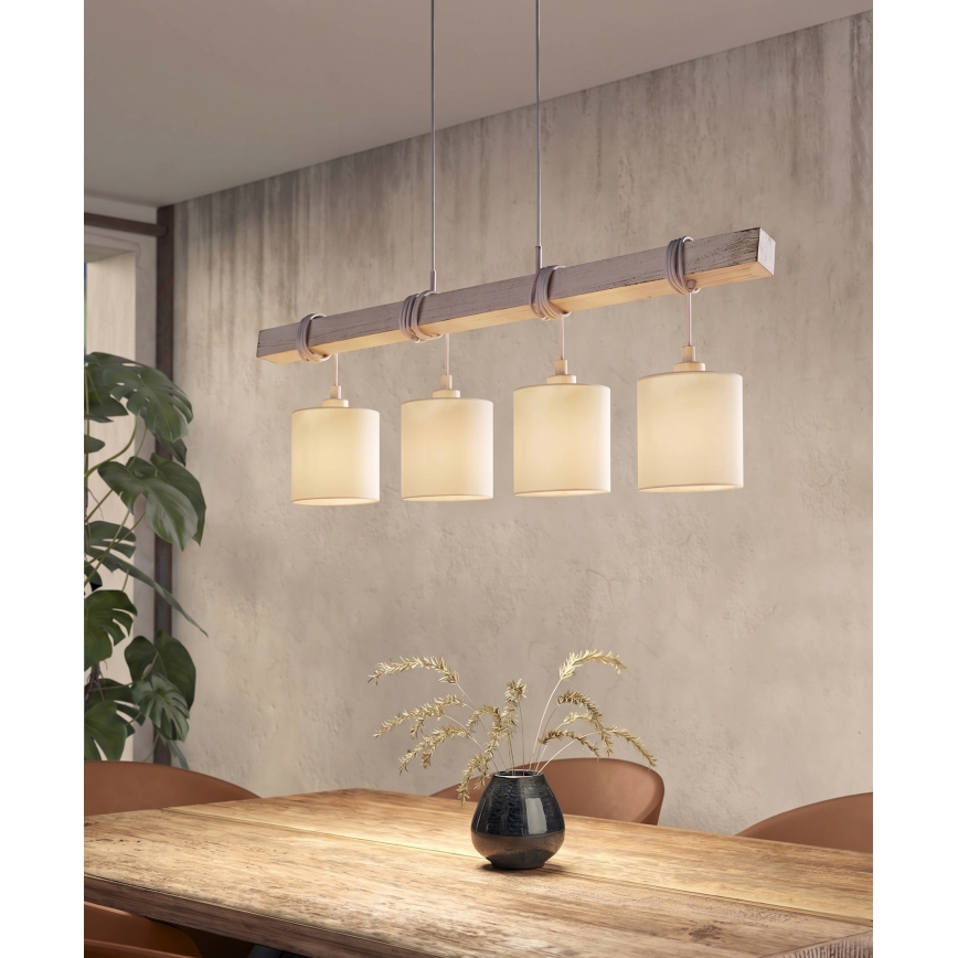Brilagi - LED Lustr na lanku NUBILA 4xE27/60W/230V šedá/krémová